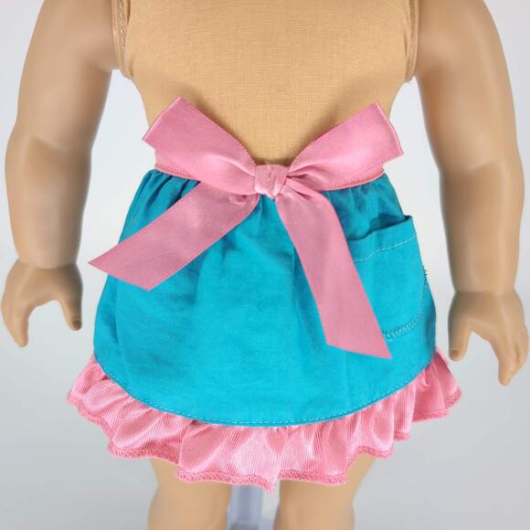 Unbranded Electric Blue & Pink Tie Around Apron with a Pocket for 18" Dolls GUC - Picture 5 of 10